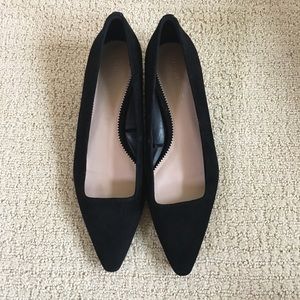 Zara Black Suede Point Toe Flats